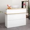 Wooden Desk with Drawer, Reception Desk for Home, Office, Salon & Spa, 100 x 42 x 102 cm view 2