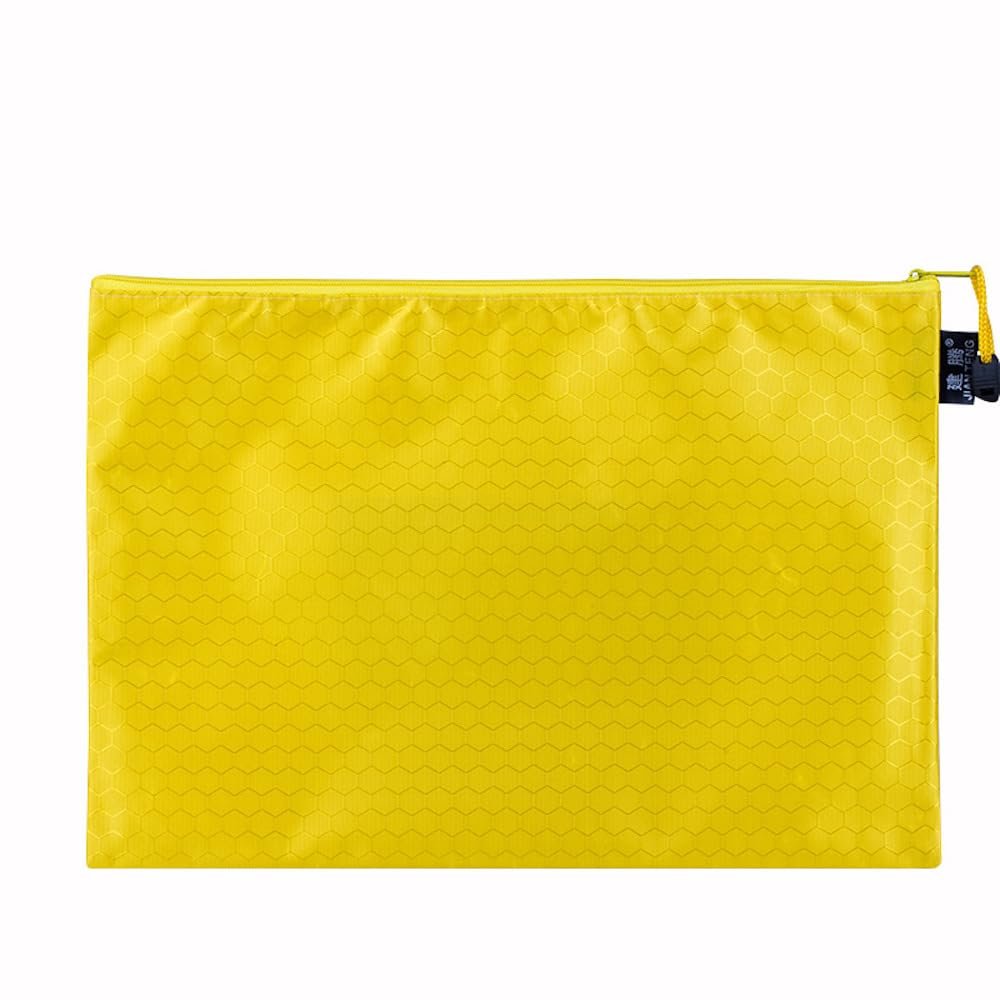 5-Pack Waterproof Zipper Document Pouches, Yellow, B5 28 x 20 cm