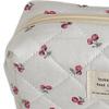 LYEAA Quilted Makeup Bag for Women, Cotton, Zipper, Berry Pattern, 320 × 150 × 80 mm (12.6 × 5.91 × 3.15 in) view 4