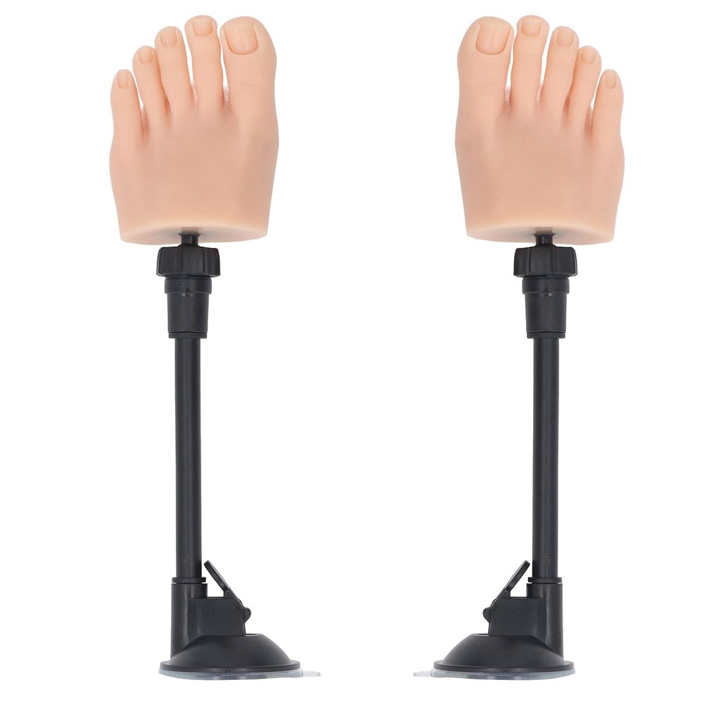 1 Pair Silicone Nail Art Practice Foot Models with Stands