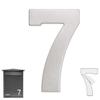 TECHZOCO House Number 7, Self-Adhesive, 304 Stainless Steel, 75 mm H x 47 mm W, Silver view 1