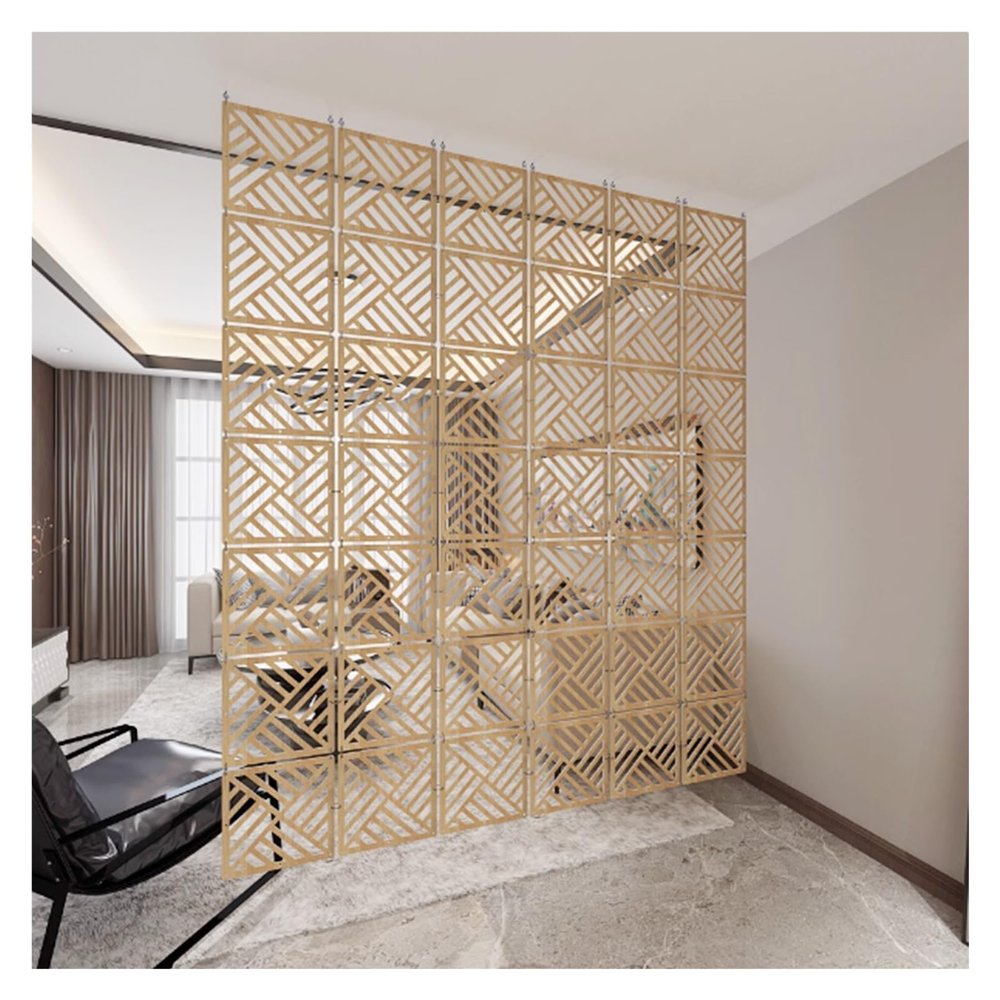 QINGYAN Hanging Room Divider, 5 mm Thick Privacy Panels, Decorative Wood and Plastic Screens, Living Room Decor (10 Pieces)
