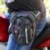 Motorcycle Leg Bag with Deep Leg Fit, Thigh Strap, Waterproof Tactical Travel Bag, Black with Red Sign view 2
