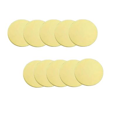 10-Pack Brass Round Discs, 0.5–8 mm Thick, 10–200 mm Diameter (3 mm × 35 mm)