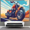 CTAMM Orange Rock Motorcycle Wall Tapestry with Blue Sky Background, 150 x 200 cm view 1