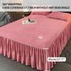 Milk Velvet Quilted Bed Skirt and Bedspread Set with 2 Pillowcases, Pink, Super King 180 x 200 cm view 2
