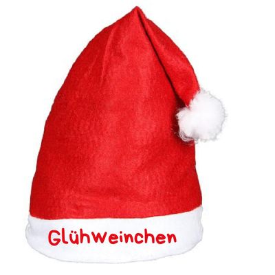 Alsino Funny Christmas Hat, Red Santa Hat with Pom-Pom, Design: Glühweinchen
