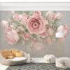 YLLMNOBM Modern Embossed Pink Botanical Floral 3D Self-Adhesive PVC Wallpaper view 3