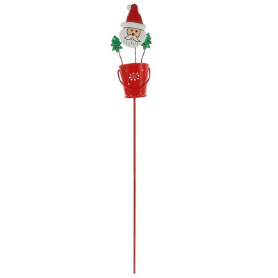 Milisten Metal Christmas Garden Stake with Santa Claus Planter Sign