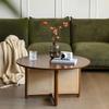 Locuetyn Small Rattan Coffee Table, Boho Solid Wood Round Side Table view 1