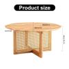 Locuetyn Small Rattan Coffee Table, Boho Solid Wood Round Side Table view 2
