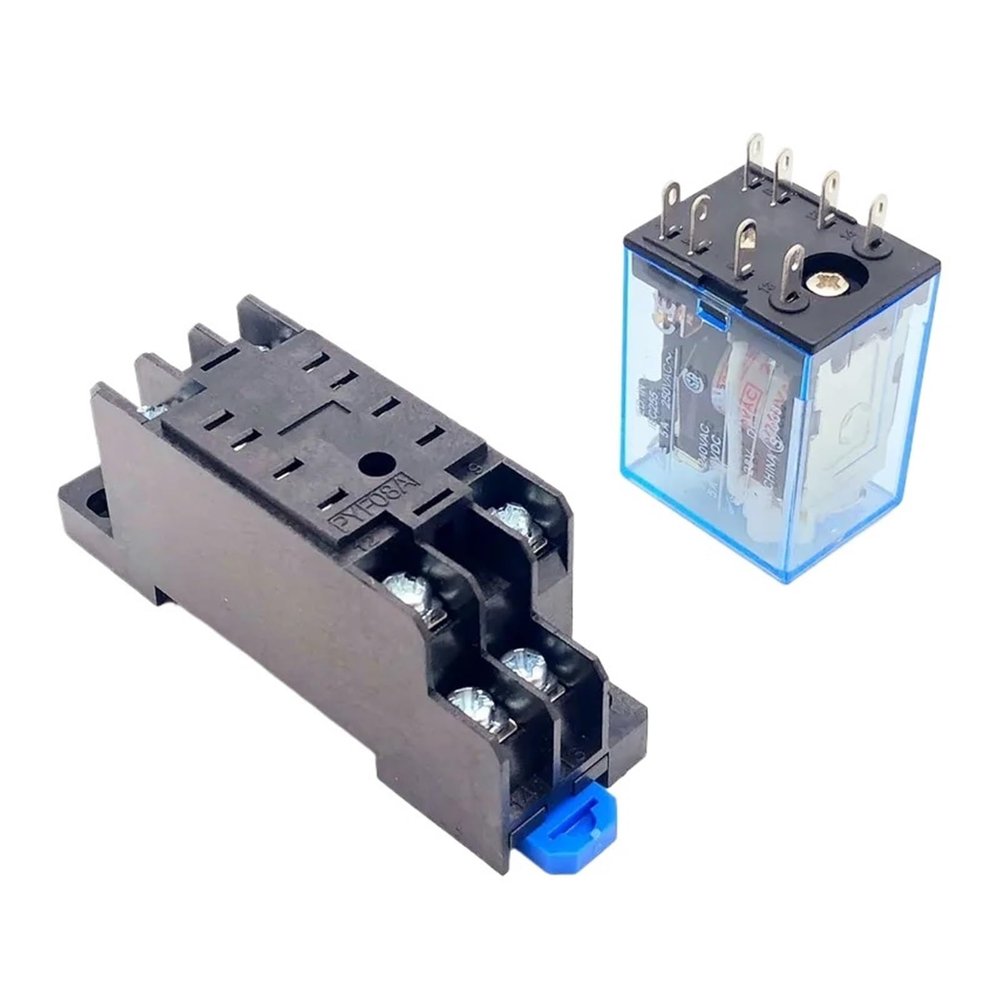 1-Piece Small Electromagnetic Intermediate Relay, 8/11/14-Pin, AC 5/10A 250V Coil, DPDT, with Socket Base and Indicator Light (IDGTTLDF, MY3NJ 11-Pin, DC 24V)