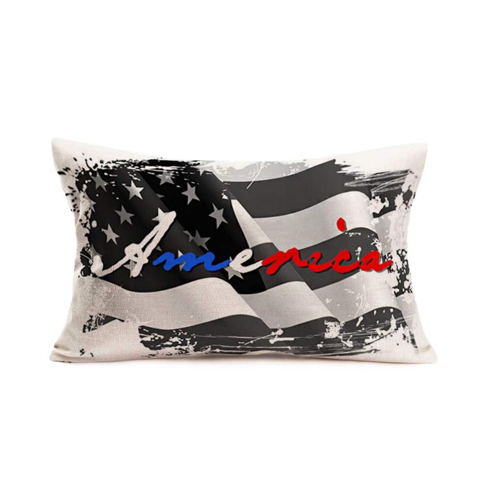 American Flag Stars and Stripes Black and White Decorative Pillow Cover, 40 x 60 cm