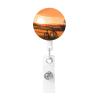 Retractable ID Badge Holder, Sunset Rural View, with Belt Clip view 1