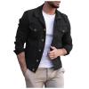 Duohropke Men's Denim Jacket, Basic Coat, Transitional Jacket with Stand Collar, Casual Baggy Outerwear view 1