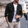 Duohropke Men's Denim Jacket, Basic Coat, Transitional Jacket with Stand Collar, Casual Baggy Outerwear view 2