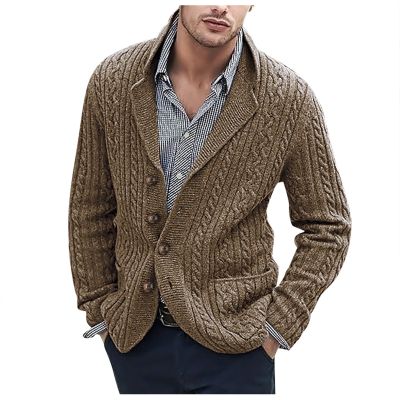 Duohropke Men's Knit Cardigan Sweater Hoodie