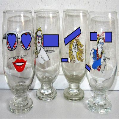1989 Retro/Vintage Drinking Glasses, Set of 4, 0.3 L Each