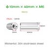 2-Pc. 10 × 40 mm M6 Stainless Steel 304 Internally Threaded Pins view 2