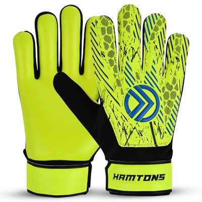 Hamtons Professional Goalkeeper Gloves, Durable Grip, Non-Slip Design with Finger Protection, Breathable and Comfortable Fit for Adults and Children, Ideal for Matches and Training (Yellow, Size 6)