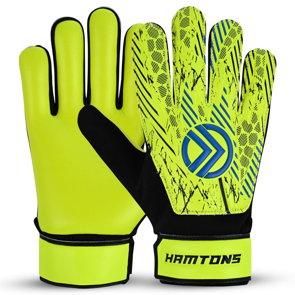 Hamtons Professional Goalkeeper Gloves, Durable Grip, Non-Slip Design with Finger Protection, Breathable and Comfortable Fit for Adults and Children, Ideal for Matches and Training (Yellow, Size 6)