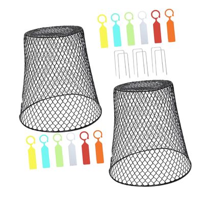 OFFSCH 2-Pack Removable Iron Plant Protection Cloches, Space-Saving, Black