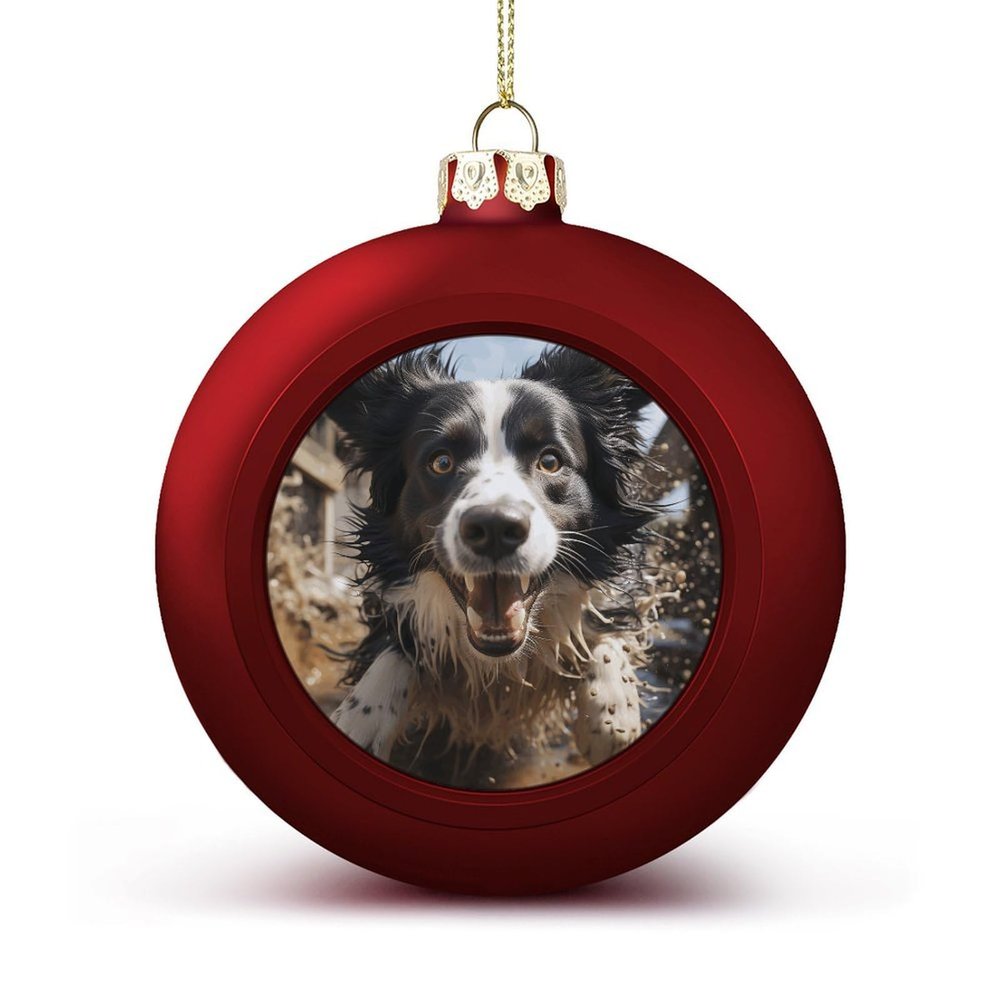 Pastor Border Collie Printed Christmas Ornaments
