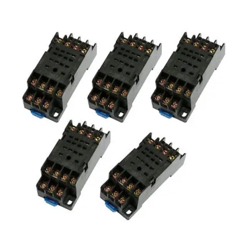 VWWJCCRO DYF14A DIN-Rail Relay Socket Base, 14 Terminals, 5-Pack