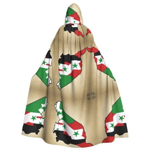 AKDODK Hooded Cloak with Syria Flag Map01 for Adults