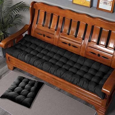 Outdoor Bench Cushion for 2- and 3-Seater Benches, 8 cm Thick, Warm Pad for Garden, Chaise Swing and Sofa Bench, Indoor and Outdoor Use, 80/100 cm Long, Black (170 x 50 cm)