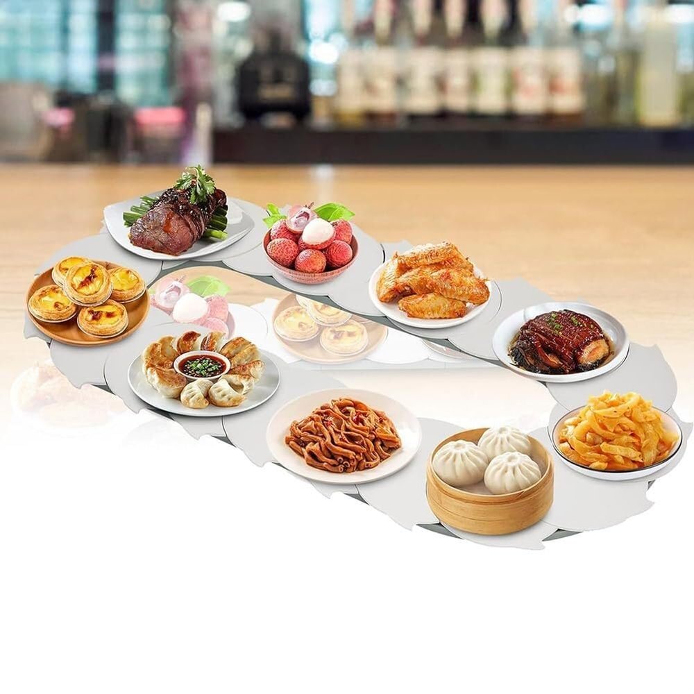 MVXBICIA 360° Rotating Adjustable Dining Table for Parties and Catering, Large Food Turntable, White, 1 m