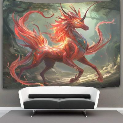 kaiyun Sparkling in the Sun Qilin Tapestry, Wall Hanging, 130 x 150 cm