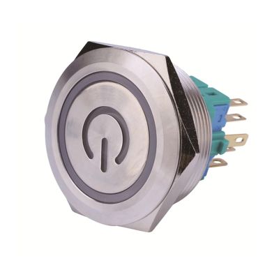 25/30/40 mm Waterproof Metal Push Button Switch with LED Light, Momentary/Self-Locking, Car Engine Power Switch, 12 V/24 V/220 V/6 V, IDGTTLDF (30 mm Power LED, 9–30 V (12 V))