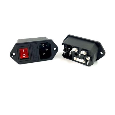 IEC320 C14 AC Power Inlet, 3-Pin, with Red LED Rocker Switch and 10A Fuse, 250V