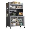 Baker's Rack with Storage, 5-Tier Metal Shelving with Wheels, DIY Backsplash for Garage, Pantry, Home Kitchen, and Spices (Gray, L-102 cm/42.2 in) view 1