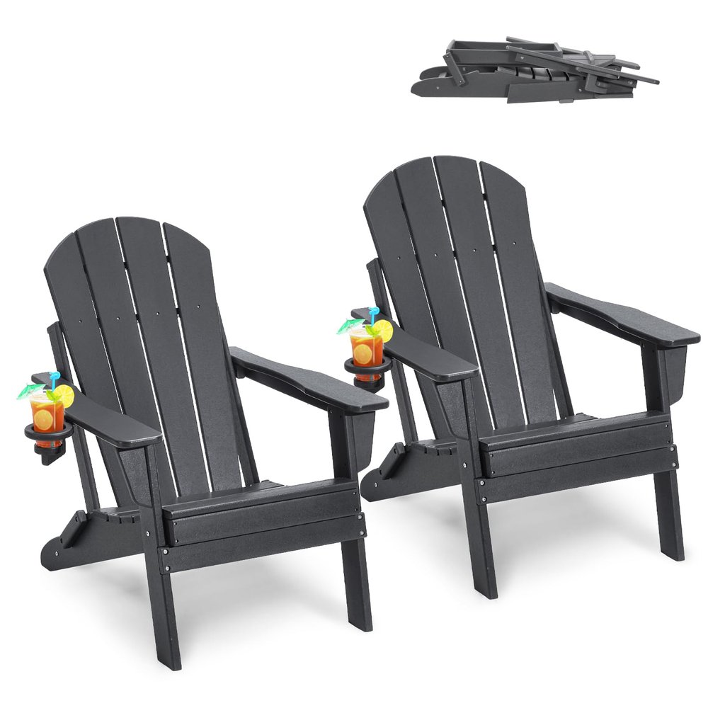 VEVOR Plastic Adirondack Chairs, 2-Pack, Gray