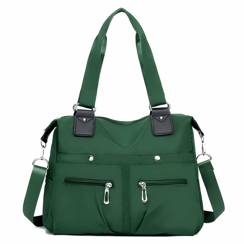 Large Waterproof Shoulder Bag with Multiple Compartments, Travel Bag for Women, Waterproof Tote Bag (Dark Green)