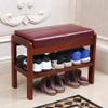 Solid Wood Shoe Bench with Cushion, 1-Tier Rack, White, 60 x 30 x 45 cm view 2