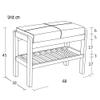 Solid Wood Shoe Bench with Cushion, 1-Tier Rack, White, 60 x 30 x 45 cm view 3