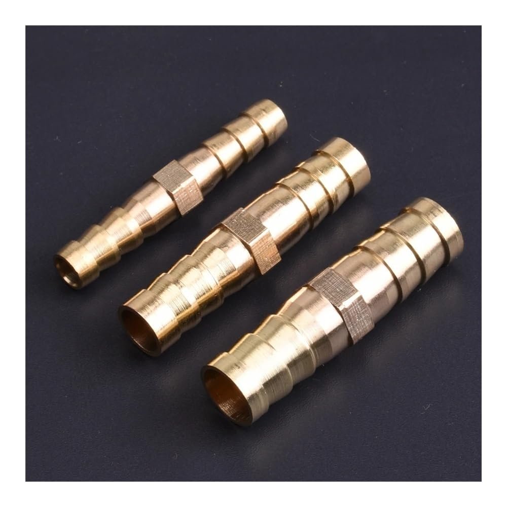 Brass Straight Hose Fitting, Equal Barb, 3 mm, 4 mm, 5 mm, 6 mm, 8 mm, 10 mm, 16 mm, 19 mm, 25 mm, Gas Copper Barbed Coupler Connector Adapter (One Size, 19–8 mm)