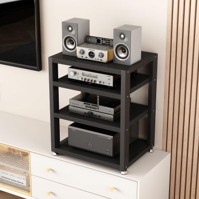 4-Tier Media Stand, Open Audio Rack, Black (40 cm)