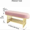 Modern Velvet Shoe Bench with Gold Rack, Green, 80 x 35 x 45 cm view 2