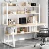 Modern Computer Desk with Shelves and Bookcase, 119.9 cm, Natural view 1