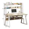 Modern Computer Desk with Shelves and Bookcase, 119.9 cm, Natural view 2
