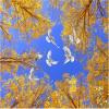 ELOIR 3D Autumn Gold Leaf Dove Wall Mural Wallpaper view 3