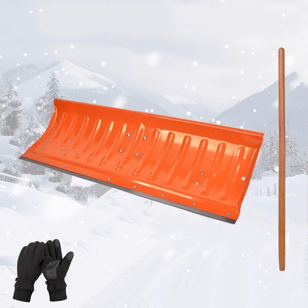 Snow Shovel, Large Outdoor Snow Removal Shovel with 1.2 m Wooden Handle