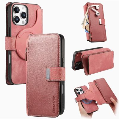 GoodcAcy Wallet Flip Case Compatible with Oppo Reno 11 5G, 15 Card Slots, MagSafe Compatible, Pink