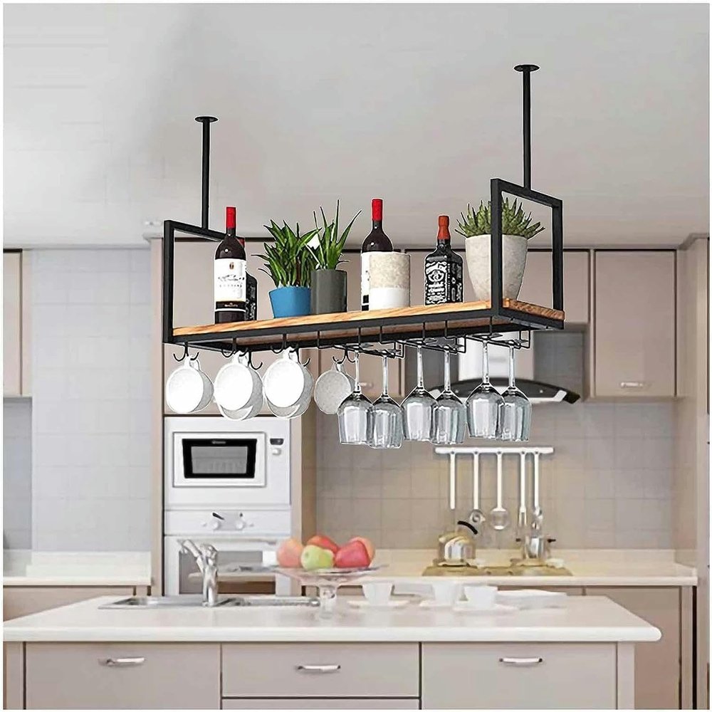 ACRaBoss Hanging Wine Rack, Black, 80 x 30 x 60 cm