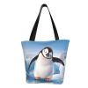 ZHONGSK Women's Tote Bag with Cute Photographing Penguins, Zippered Beach and Shopping Bag view 1