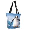 ZHONGSK Women's Tote Bag with Cute Photographing Penguins, Zippered Beach and Shopping Bag view 2